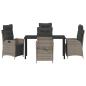 Preview: Garten Essgruppe mit Kissen 5 pcs Grau Poly-Rattan
