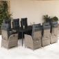Preview: ARDEBO.de - 9-tlg. Garten-Essgruppe mit Kissen Grau Poly Rattan