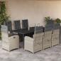 Preview: ARDEBO.de - 9-tlg. Garten-Essgruppe mit Kissen Hellgrau Poly Rattan