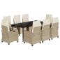 Preview: 9-tlg. Garten-Essgruppe mit Kissen Beige Poly Rattan