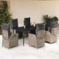 Preview: ARDEBO.de - 7-tlg. Garten-Essgruppe mit Kissen Grau Poly Rattan