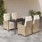 Preview: ARDEBO.de - 5-tlg. Garten-Essgruppe mit Kissen Beige Poly Rattan