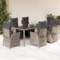 Preview: ARDEBO.de - 9-tlg. Garten-Essgruppe mit Kissen Grau Poly Rattan
