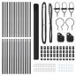 Preview: Zaunpfosten-Set 2er Set Grau Pulverbeschichteter Stahl, PVC
