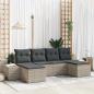Preview: ARDEBO.de - 6-teiliges Garten Sofa Set mit Kissen Hellgrau Poly-Rattan