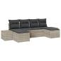 Preview: 6-teiliges Garten Sofa Set mit Kissen Hellgrau Poly-Rattan