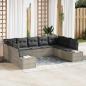 Preview: ARDEBO.de - 9-teiliges Garten Sofa Set mit Kissen in Hellgrau aus Poly Rattan