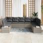 Preview: 9-teiliges Garten Sofa Set mit Kissen in Hellgrau aus Poly Rattan