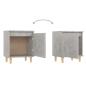 Preview: Nachttisch mit Massivholz-Beinen Betongrau 40x30x50 cm