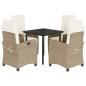 Preview: 5-tlg. Garten-Essgruppe mit Kissen Beige Poly Rattan