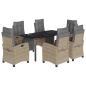 Preview: 7-tlg. Garten-Essgruppe mit Kissen Beigemischung Poly Rattan