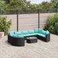 Preview: ARDEBO.de - 10-tlg. Garten-Sofagarnitur mit Kissen Schwarz Poly Rattan