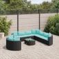 Preview: ARDEBO.de - 10-tlg. Garten-Sofagarnitur mit Kissen Schwarz Poly Rattan