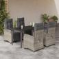 Preview: ARDEBO.de - 5-tlg. Garten-Essgruppe mit Kissen Hellgrau Poly Rattan