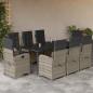 Preview: ARDEBO.de - 9-tlg. Garten-Essgruppe mit Kissen Hellgrau Poly Rattan