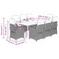 Preview: 9-tlg. Garten-Essgruppe mit Kissen Hellgrau Poly Rattan