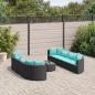 Preview: ARDEBO.de - 9-tlg. Garten-Sofagarnitur mit Kissen Schwarz Poly Rattan