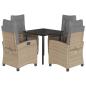 Preview: 5-tlg. Garten-Essgruppe mit Kissen Beigemischung Poly Rattan