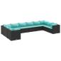 Preview: 10-tlg. Garten-Lounge-Set mit Kissen Schwarz Poly Rattan