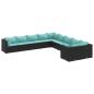 Preview: 10-tlg. Garten-Sofagarnitur mit Kissen Schwarz Poly Rattan