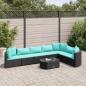 Preview: ARDEBO.de - 8-tlg. Garten-Sofagarnitur mit Kissen Schwarz Poly Rattan