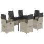 Preview: 7-tlg. Garten-Essgruppe mit Kissen Hellgrau Poly Rattan