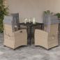 Preview: ARDEBO.de - 5-tlg. Garten-Essgruppe mit Kissen Beigemischung Poly Rattan