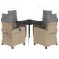 Preview: 5-tlg. Garten-Essgruppe mit Kissen Beigemischung Poly Rattan