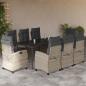 Preview: ARDEBO.de - 9-tlg. Garten-Essgruppe mit Kissen Hellgrau Poly Rattan