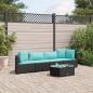 Preview: ARDEBO.de - 5-tlg. Garten-Sofagarnitur mit Kissen Schwarz Poly Rattan