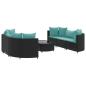 Preview: 7-tlg. Garten-Sofagarnitur mit Kissen Schwarz Poly Rattan