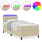 Preview: Boxspringbett mit Matratze & LED Licht Grün Grau 80x200 cm Cordstoff
