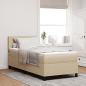 Preview: LED Boxspringbett Hellgrau und Weiß 80 x 200 cm Cordstoff