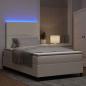 Preview: Boxspringbett mit Matratze & LED Creme kleines Doppelbett Corduroystoff