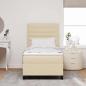 Preview: Boxspringbett mit Matratze & LED Creme 80x200 cm Stoff
