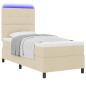 Preview: ARDEBO.de - Boxspringbett mit Matratze & LED Creme 80x200 cm Stoff