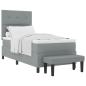 Preview: Boxspringbett mit Matratze & Bank Hellgrau 80x200 cm Stoff