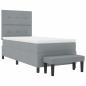 Preview: Boxspringbett mit Matratze & Bank Hellgrau 90x190 cm Stoff