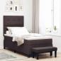 Preview: ARDEBO.de - Boxspringbett mit Matratze & Bank Dunkelbraun 90x190 cm Stoff