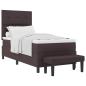 Preview: Boxspringbett mit Matratze & Bank Dunkelbraun 90x190 cm Stoff