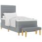 Preview: Boxspringbett mit Matratze & Bank in Hellgrau 90x190 cm