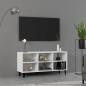 Preview: ARDEBO.de - TV-Schrank mit Metallbeinen Weiß 103,5x30x50 cm