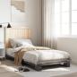 Preview: Massivholzbett mit Kopfteil Grau 90x200 cm Kiefer
