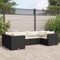 Preview: ARDEBO.de - 6-tlg. Garten-Lounge-Set mit Kissen Schwarz Poly Rattan