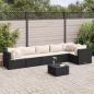 Preview: ARDEBO.de - 7-tlg. Garten-Lounge-Set mit Kissen Schwarz Poly Rattan