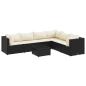 Preview: 7-tlg. Garten-Lounge-Set mit Kissen Schwarz Poly Rattan