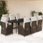 Preview: ARDEBO.de - 9-tlg. Garten-Essgruppe mit Kissen Braun Poly Rattan