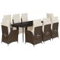 Preview: 9-tlg. Garten-Essgruppe mit Kissen Braun Poly Rattan