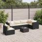 Preview: ARDEBO.de - 7-tlg. Garten-Lounge-Set mit Kissen Schwarz Poly Rattan