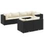 Preview: 7-tlg. Garten-Lounge-Set mit Kissen Schwarz Poly Rattan